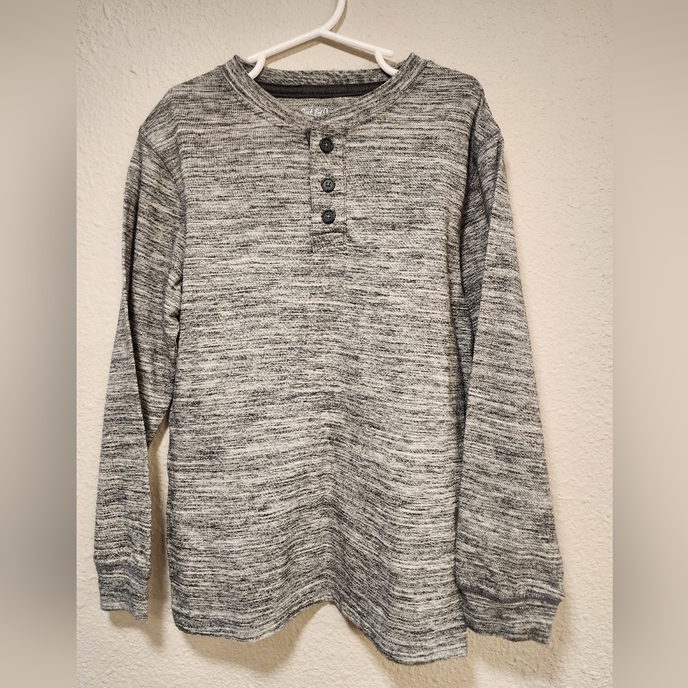 Kids Cat & Jack Gray Henley Long Sleeve Shirt Size Small (6-7)